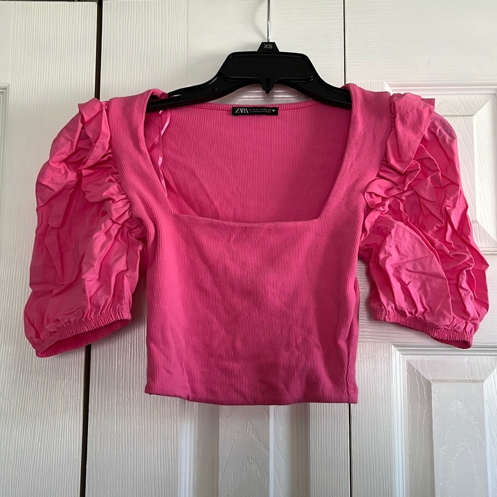 Zara Puffy Sleeve Crop Top